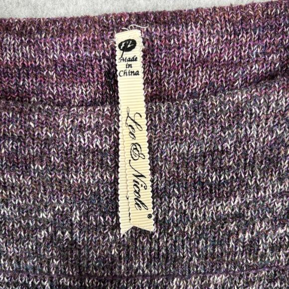 Leo & Nicole Sweater Large‎ Cotton Pockets Speckled Marled Artsy Abstract Petite - Picture 4 of 12